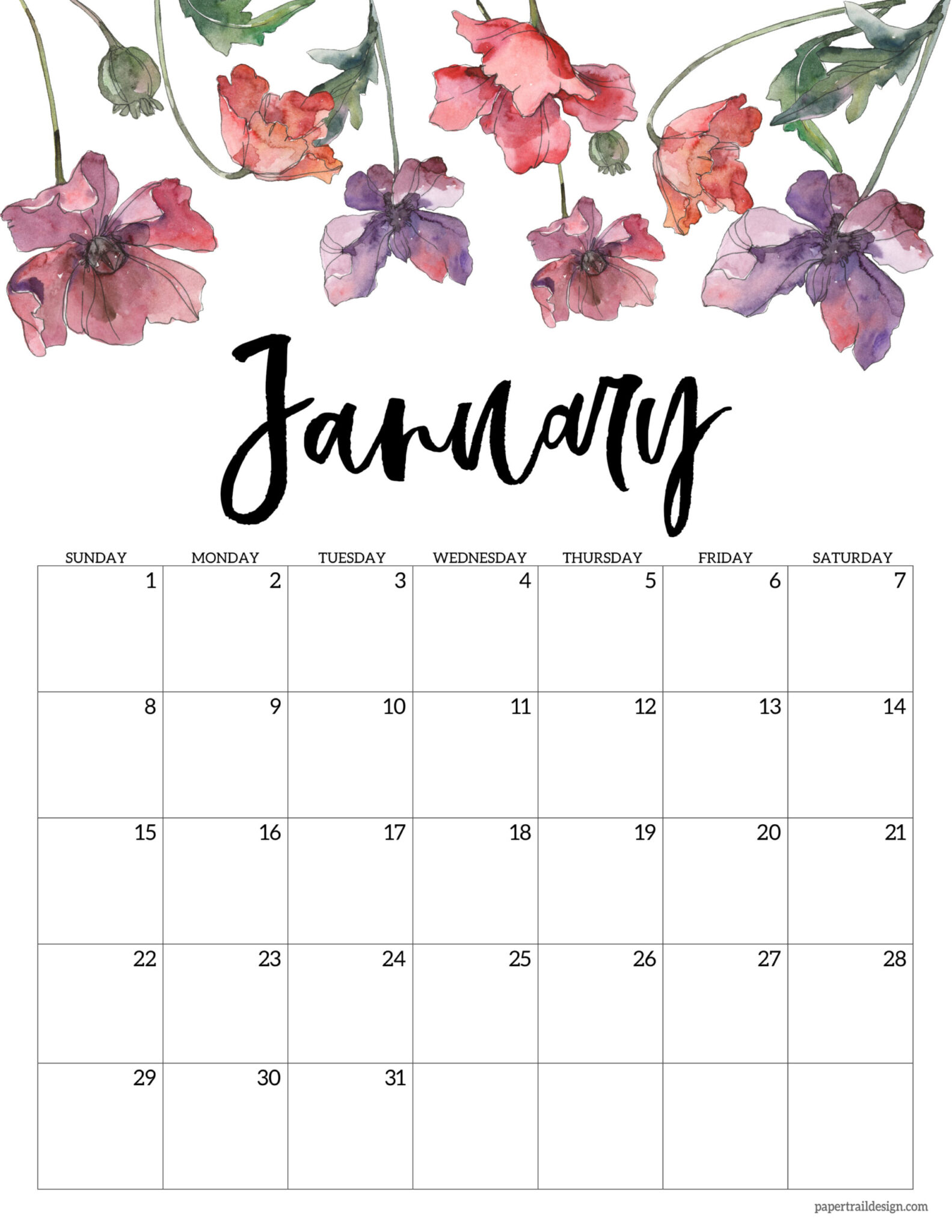 2024 Floral Printable Calendar Pages Online Audrey Darrelle