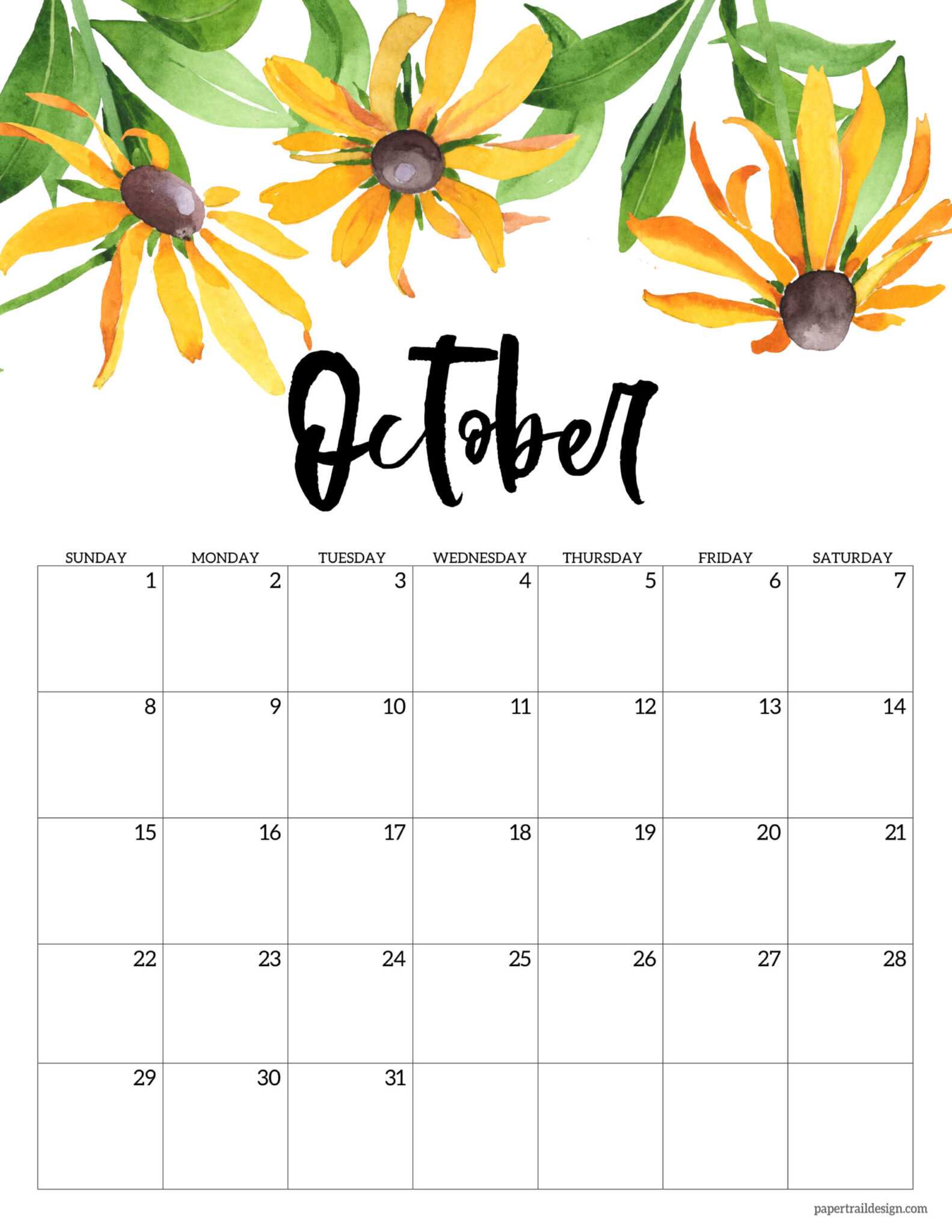 2023 Free Printable Calendar – Floral - Paper Trail Design