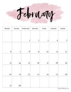 2023 Monday Start Watercolor Calendar - Paper Trail Design