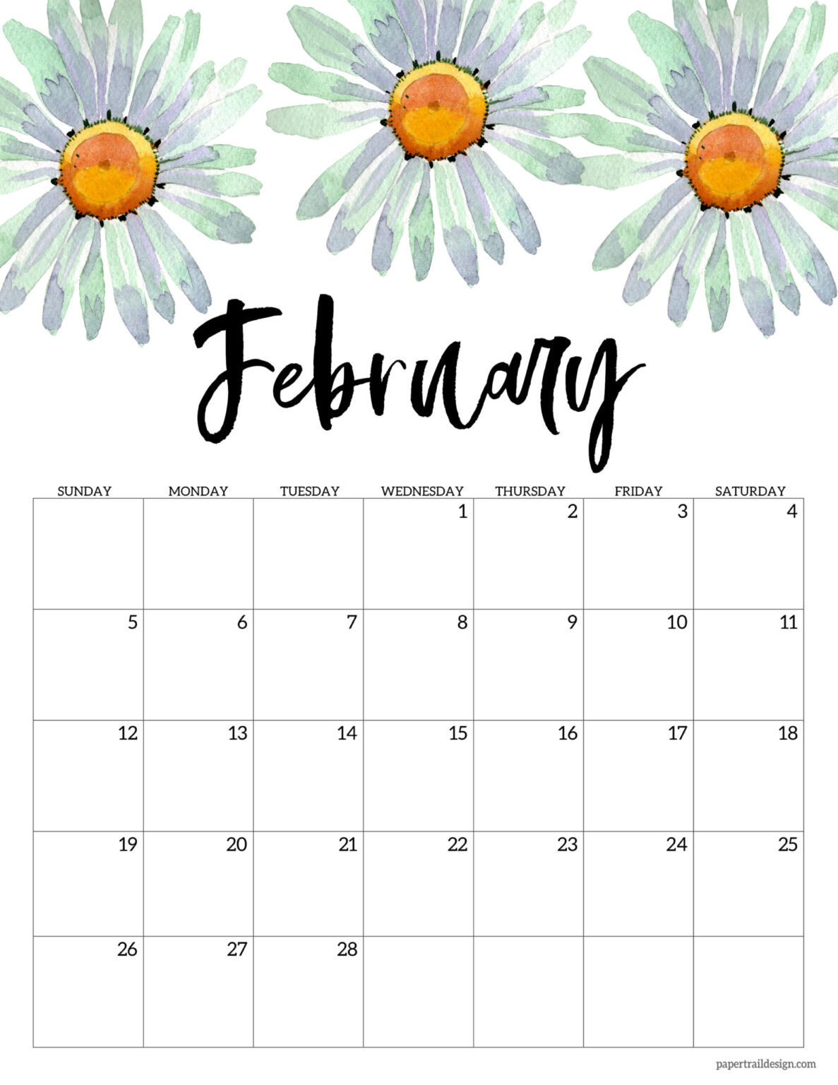 2023 Free Printable Calendar Floral Paper Trail Design