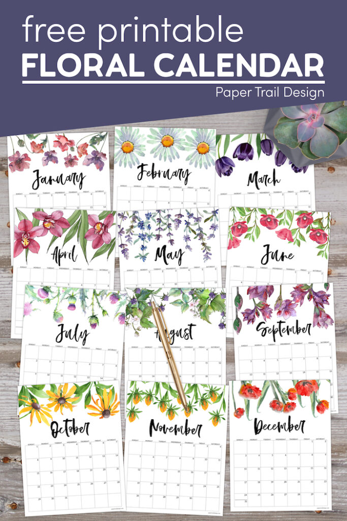 2023 Free Printable Calendar – Floral - Paper Trail Design