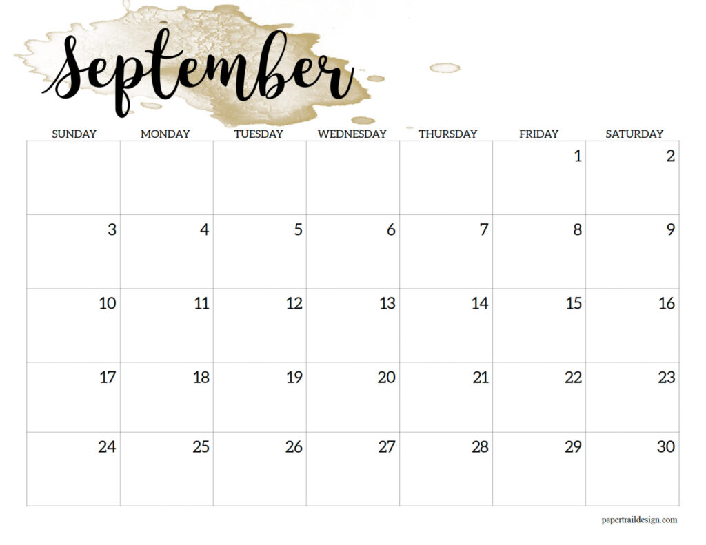 2023 Calendar Printable - Watercolor - Paper Trail Design