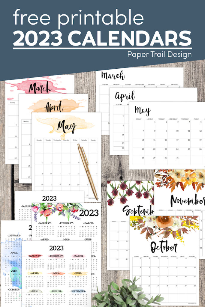 Free Printable 2023 Calendars - Paper Trail Design