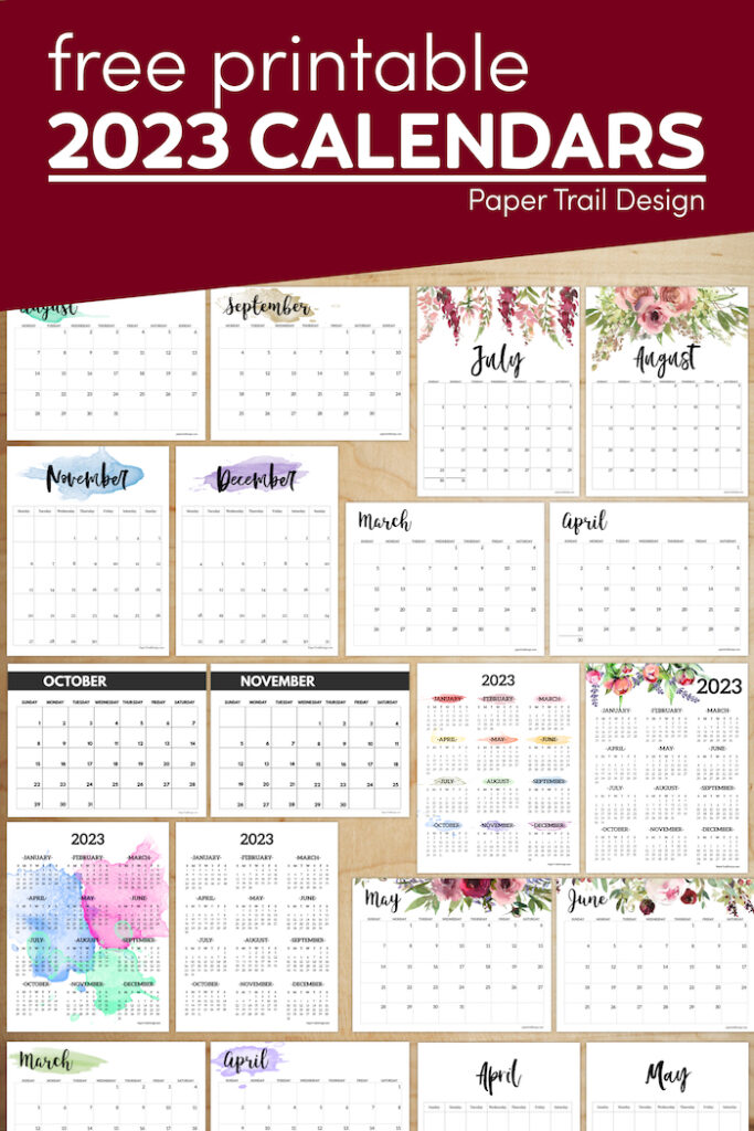Free Printable 2023 Calendars - Paper Trail Design