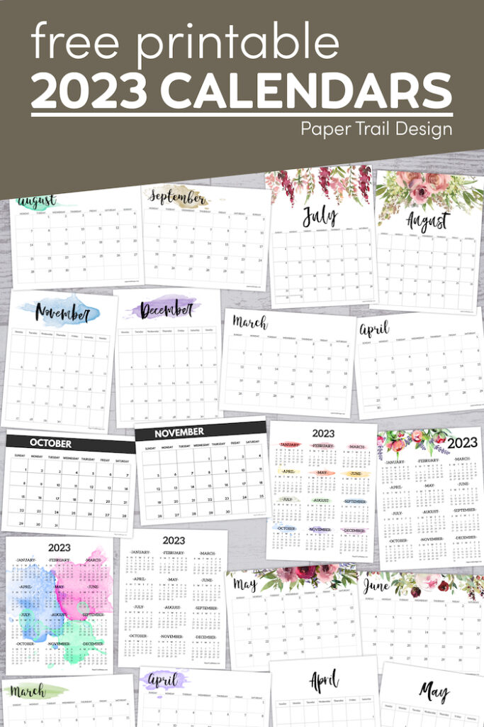 Free Printable 2023 Calendars - Paper Trail Design