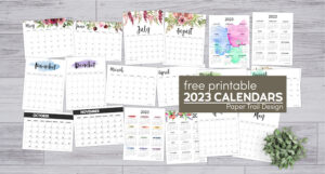 Free Printable 2023 Calendars - Paper Trail Design