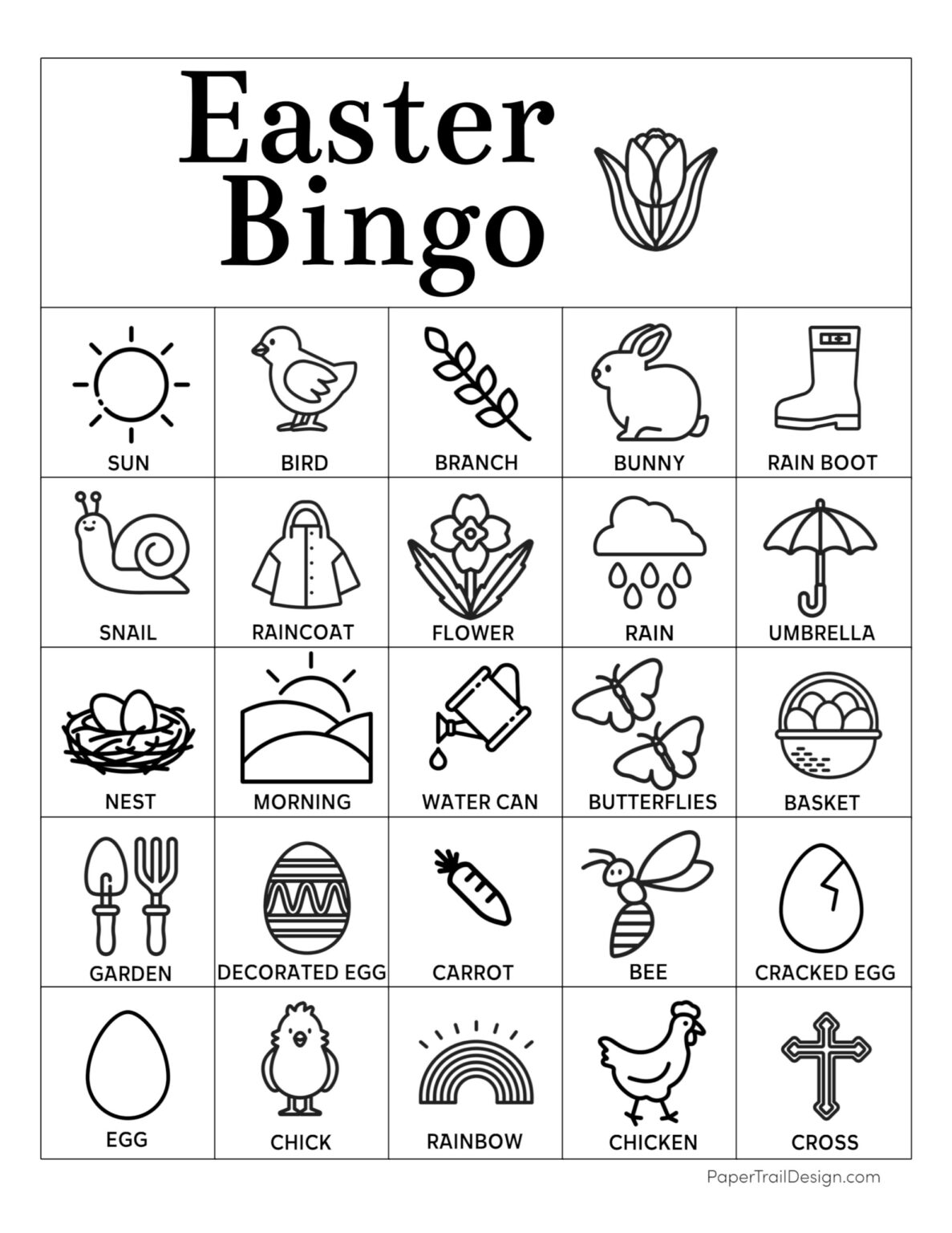 Easter Bingo Printable - Paper Trail Design