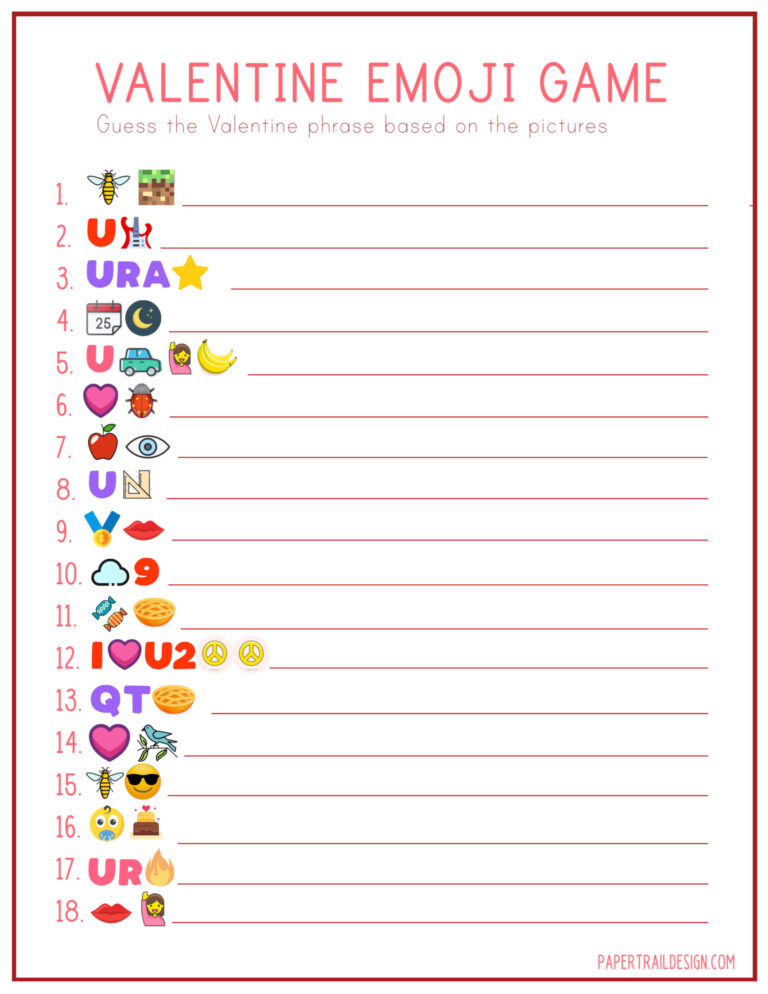 Valentine Emoji Game - Paper Trail Design