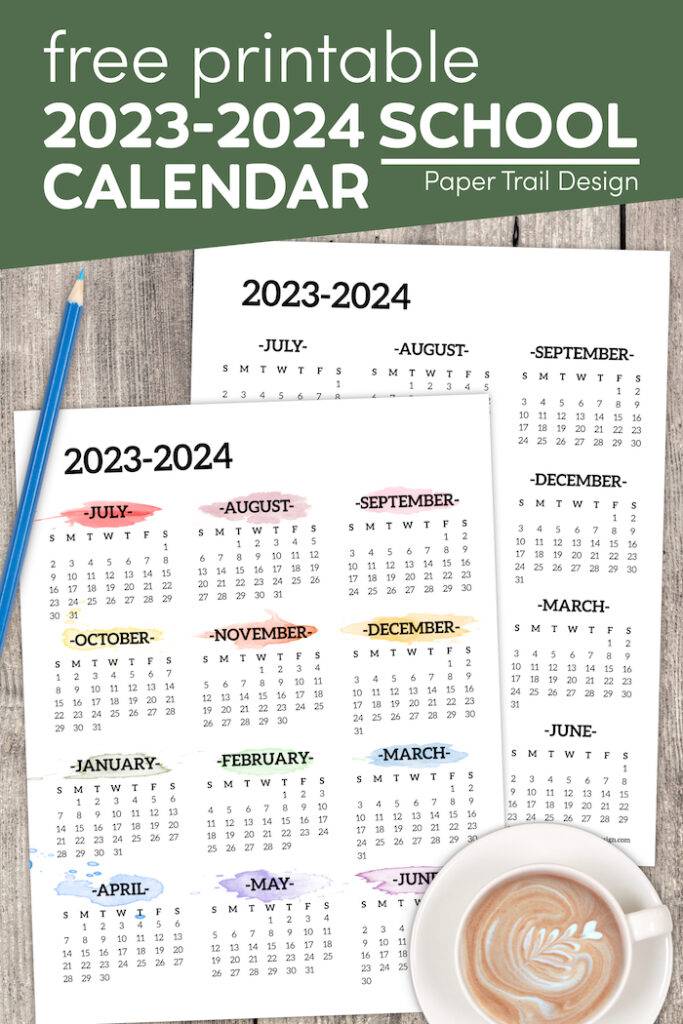 20232024 School Year Calendar Free Printable Paper Trail Design