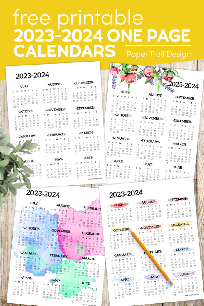 2023-2024 School Year Calendar Free Printable - Paper Trail Design