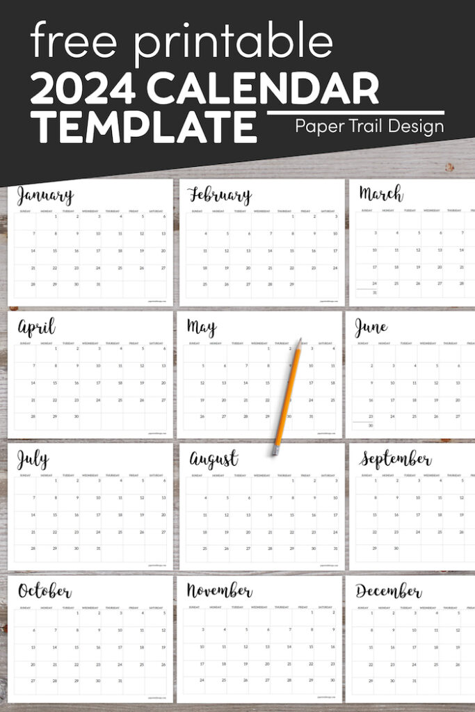 2024 Calendar Printable Free Template - Paper Trail Design