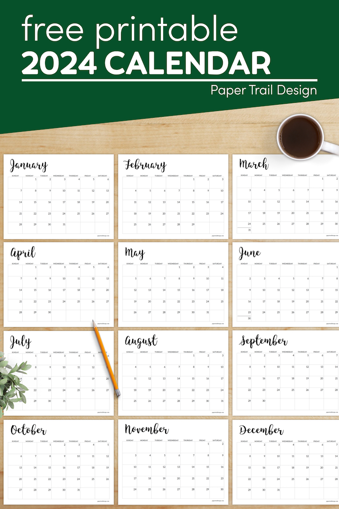 2024 Calendar Printable Free Template - Paper Trail Design