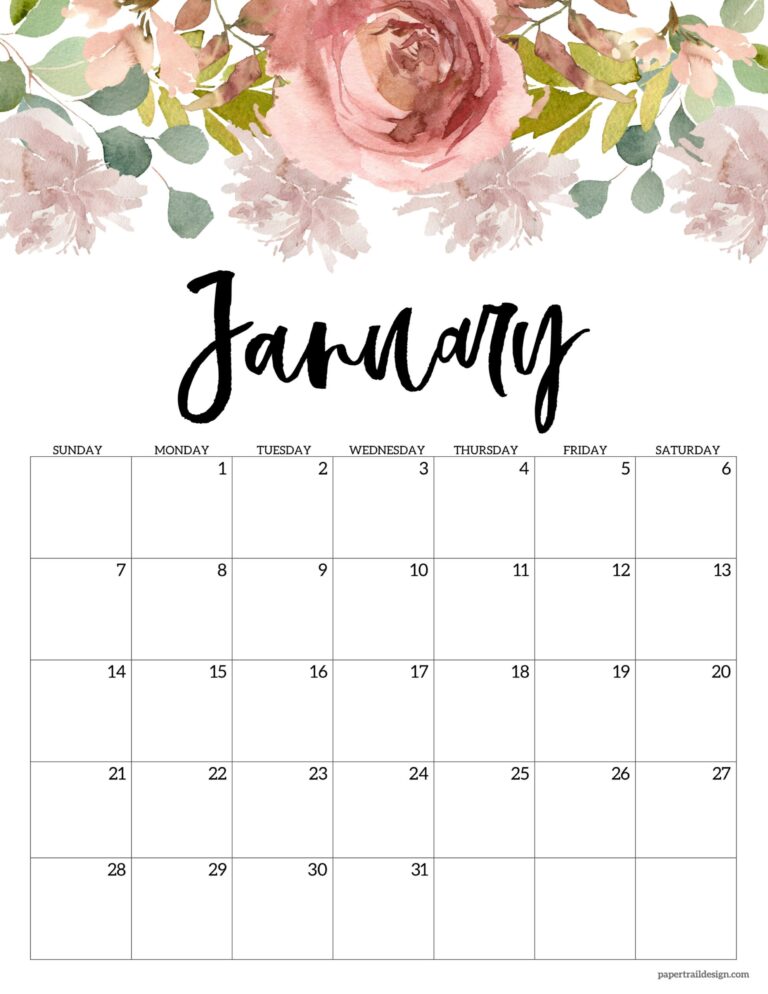 2024 Floral Calendar Printable - Paper Trail Design