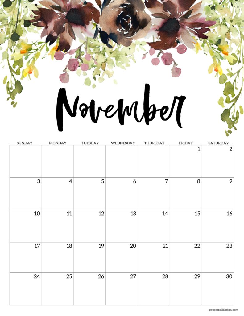 Thanksgiving calendar 2024 free printable