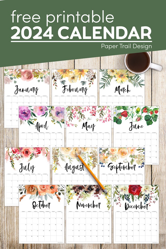 2024 Floral Calendar Printable - Paper Trail Design