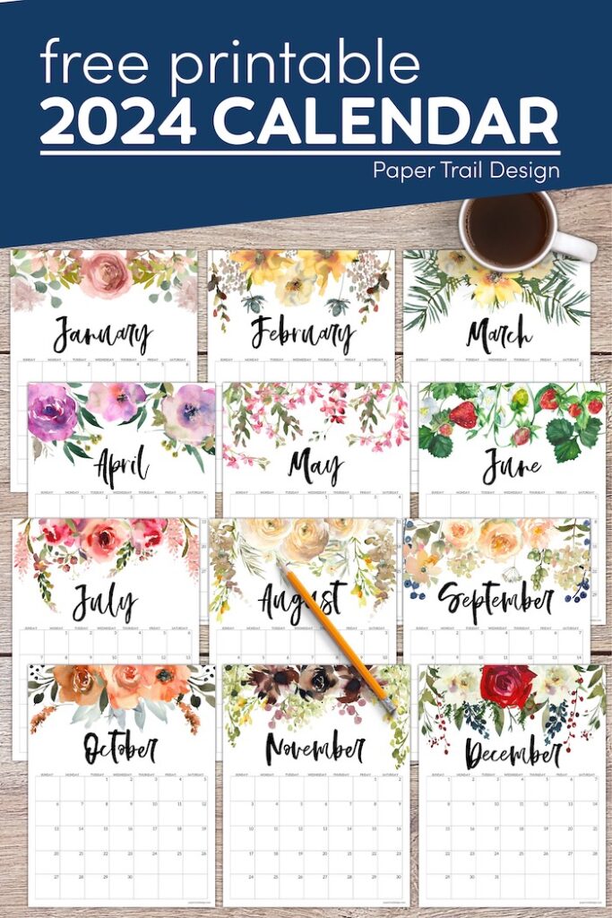 2024 Printable Calendar Floral Designs Liesa Pamella
