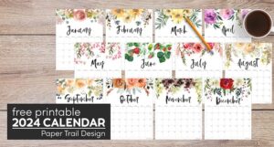 2024 Floral Calendar Printable - Paper Trail Design