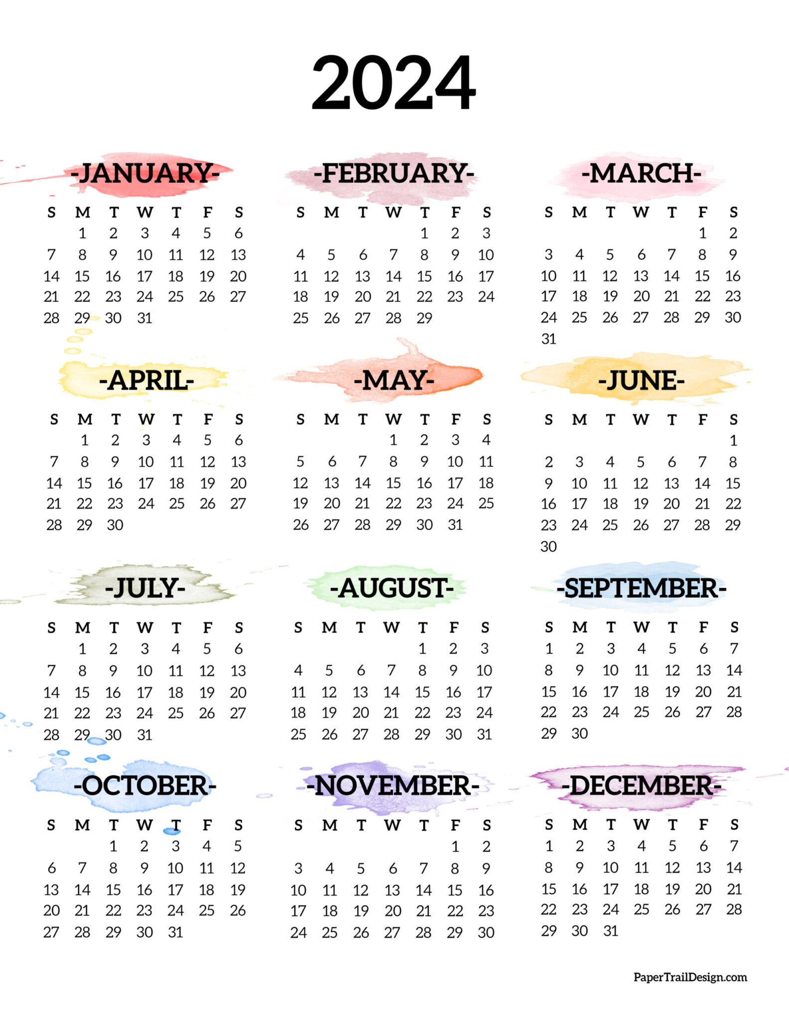 2024 One Page Calendar Watercolor 2 1583x2048 