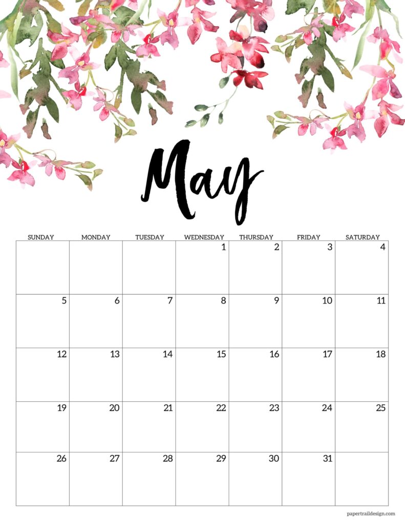 2024 Floral Calendar Printable - Paper Trail Design