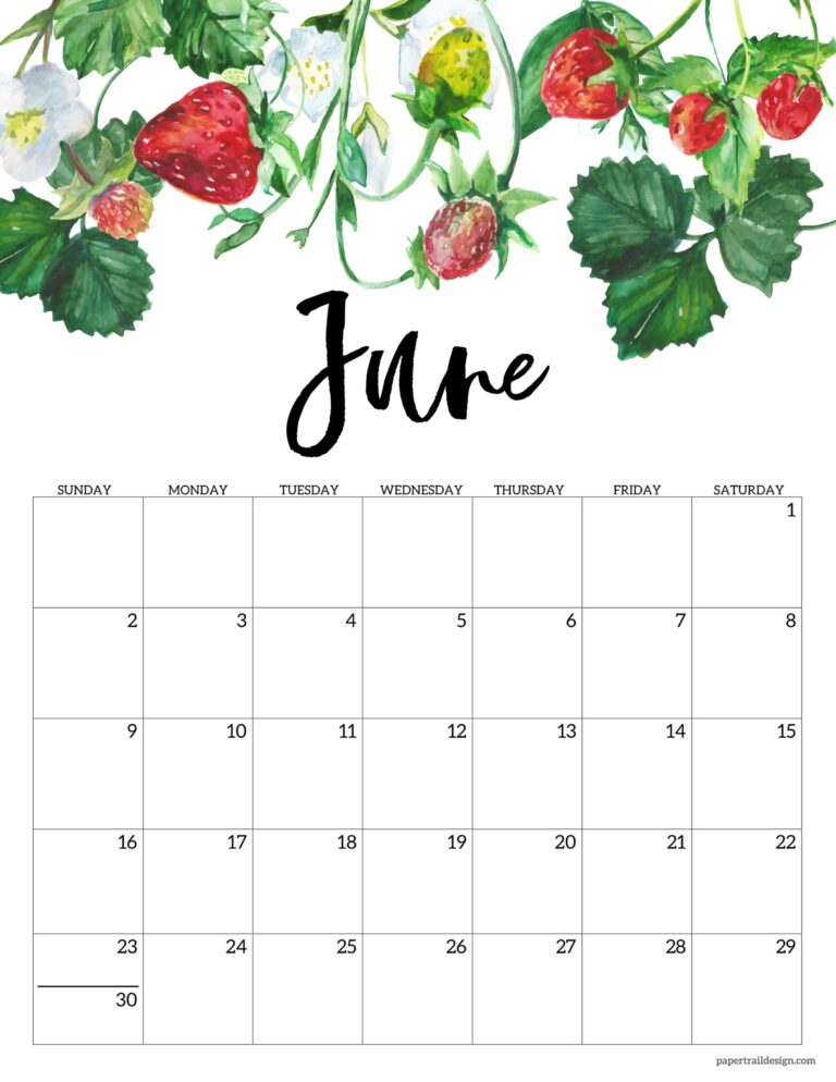 2024 Floral Calendar Printable - Paper Trail Design