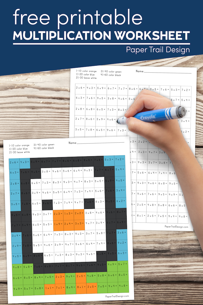 Color by Number Multiplication Worksheet-Penguin - Paper Trail Design