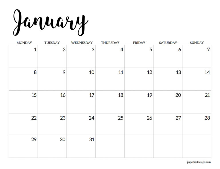 Free Printable 2024 Calendar – Monday Start - Paper Trail Design