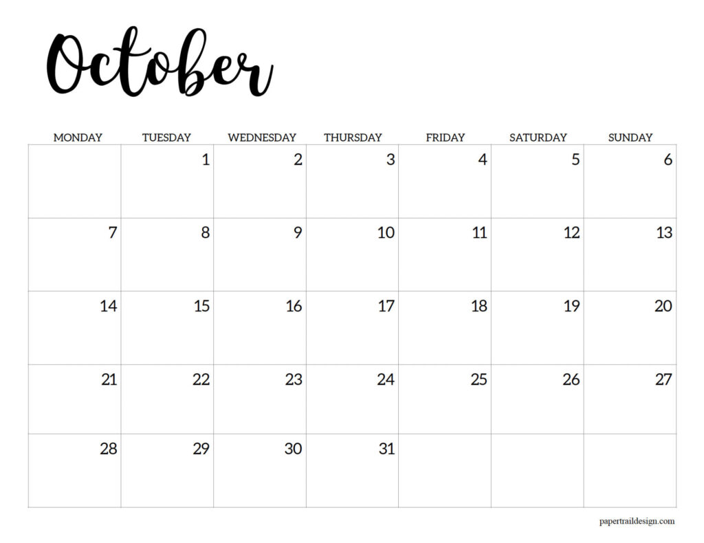 Free Printable 2024 Calendar Monday Start Paper Trail Design