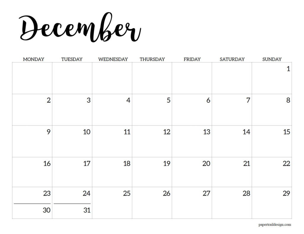 Free Printable 2024 Calendar – Monday Start - Paper Trail Design