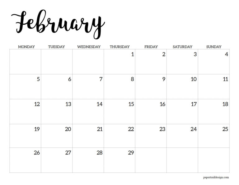 Free Printable 2024 Calendar – Monday Start - Paper Trail Design