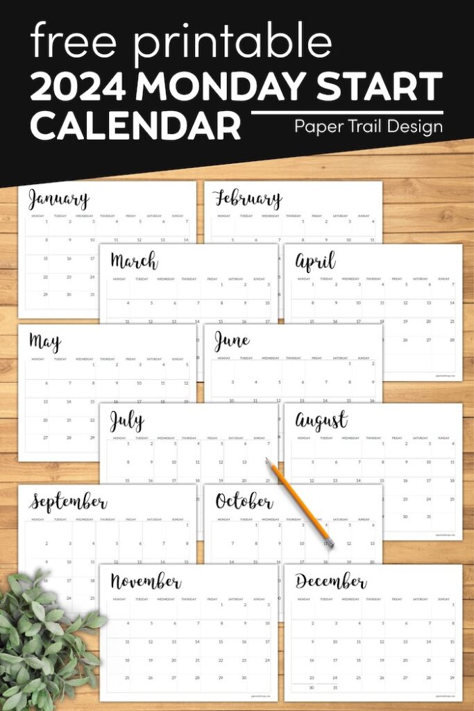 Free Printable 2024 Calendar – Monday Start - Paper Trail Design