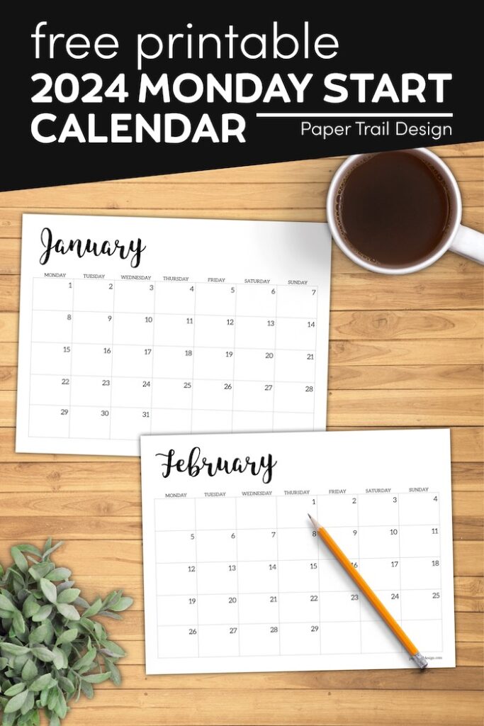 Free Printable 2024 Calendar – Monday Start - Paper Trail Design