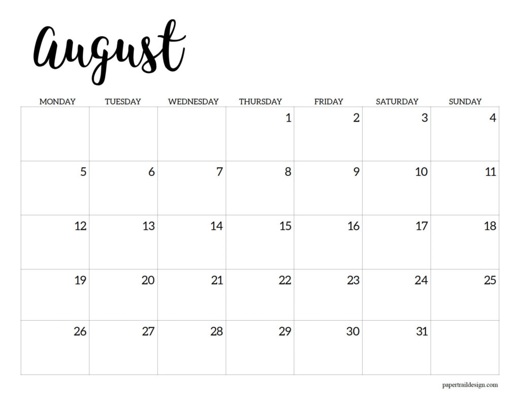 Free Printable 2024 Calendar – Monday Start - Paper Trail Design