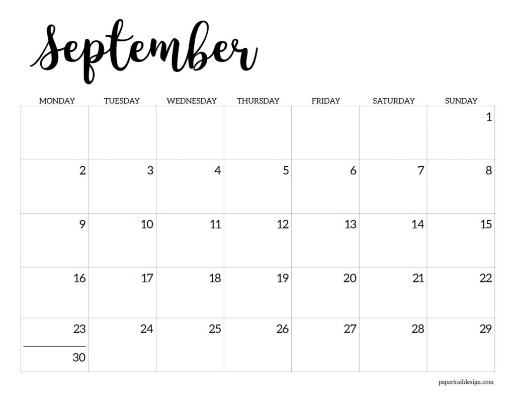 Free Printable 2024 Calendar Monday Start Paper Trail Design