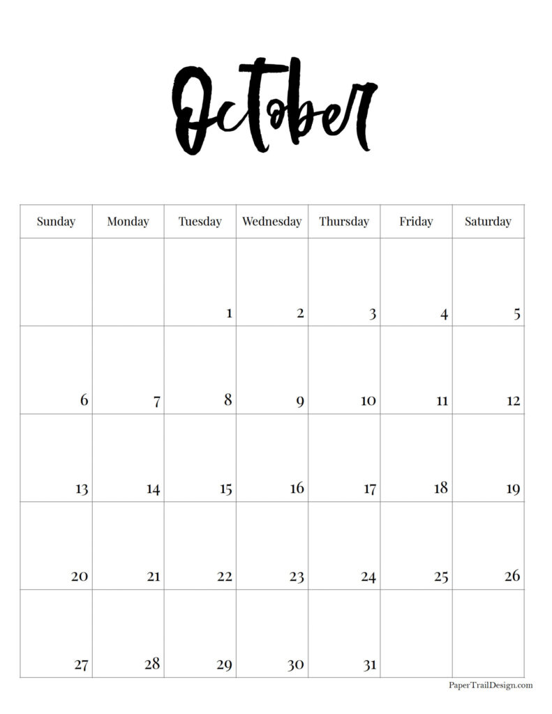 2024 Free Printable Monthly Calendar - Paper Trail Design
