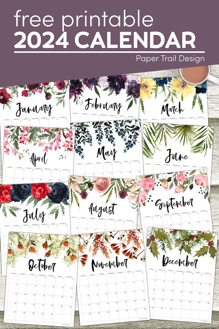 Free 2024 Calendar Printable – Floral - Paper Trail Design