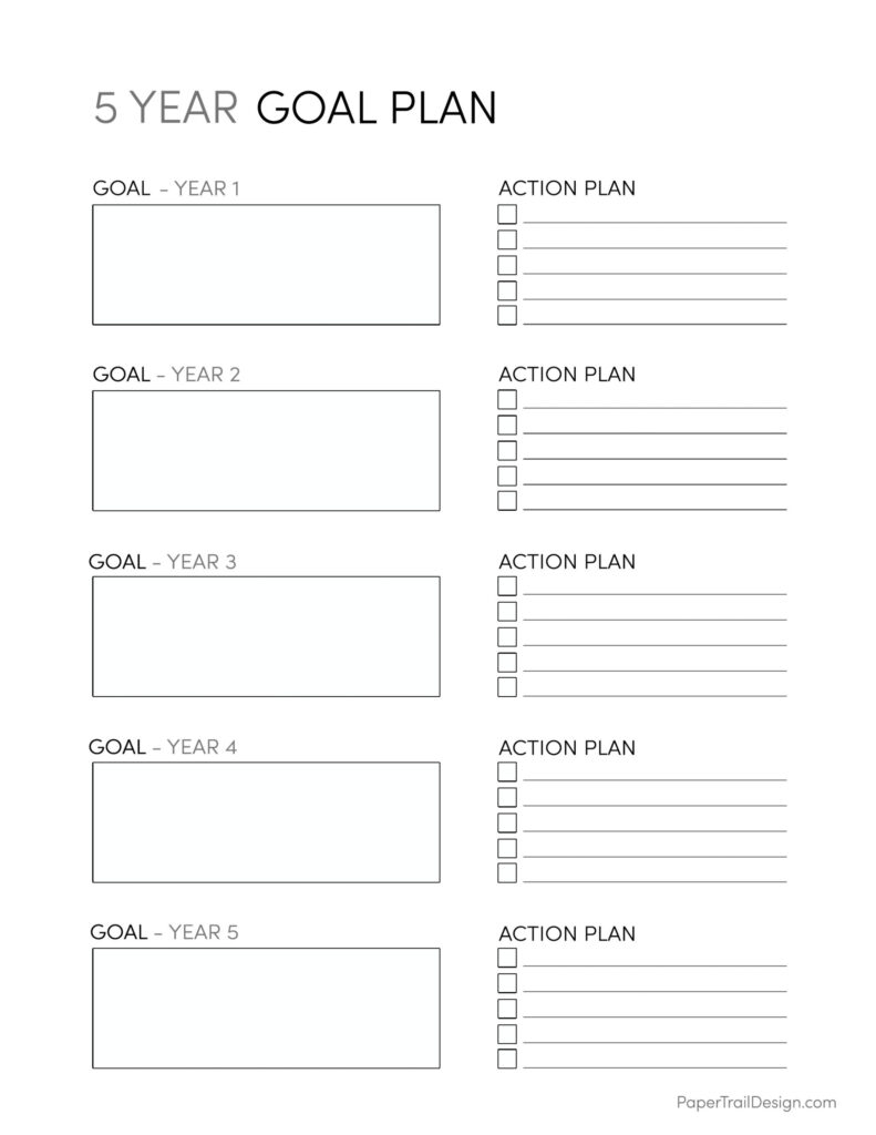  Free Printable 5 Year Plan Template Paper Trail Design