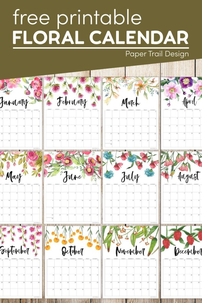 Free Printable 2024 Floral Calendar - Paper Trail Design