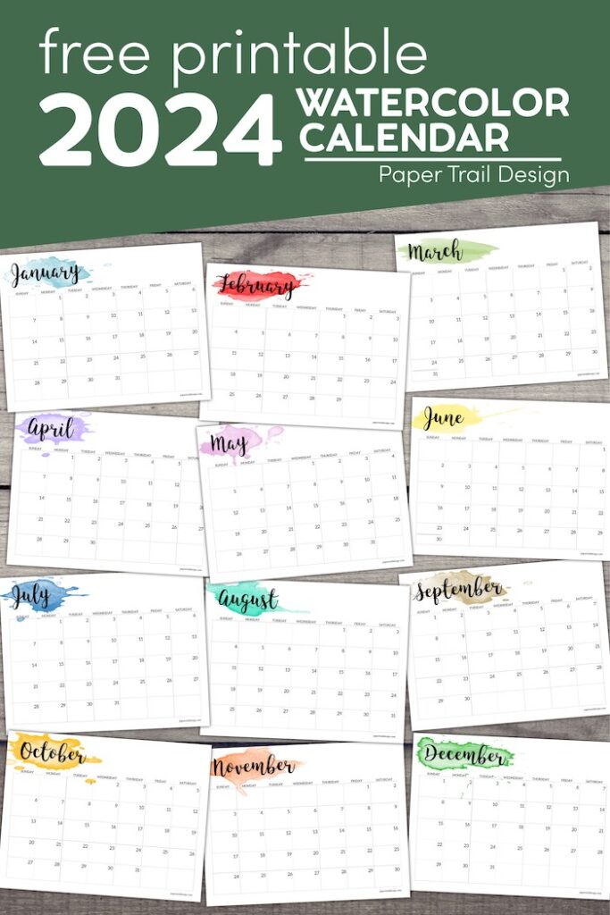 2024 Calendar Printable – Watercolor - Paper Trail Design