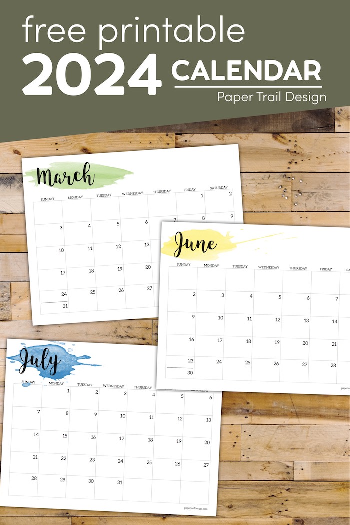 2024 Calendar Printable – Watercolor - Paper Trail Design