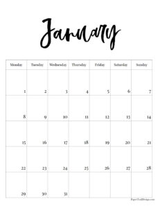 Vertical 2024 Monday Start Calendar - Paper Trail Design