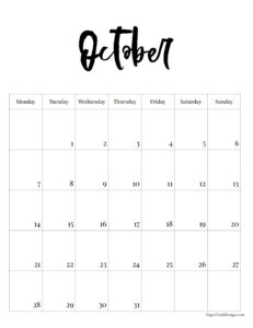 Vertical 2024 Monday Start Calendar - Paper Trail Design