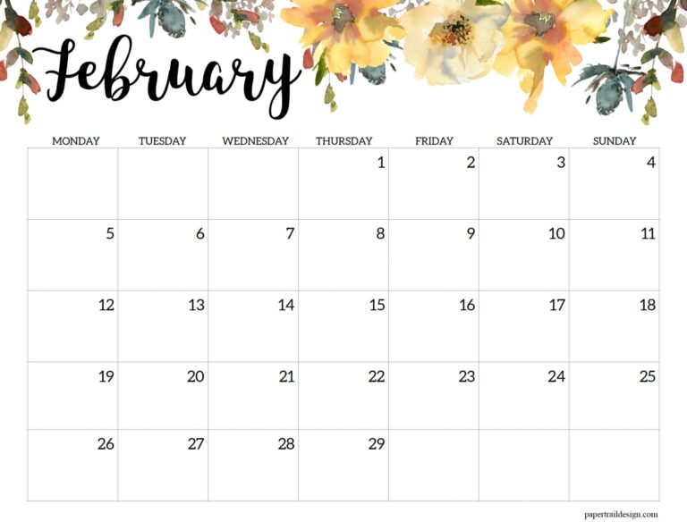 2024 Monday Start Floral Calendar - Paper Trail Design