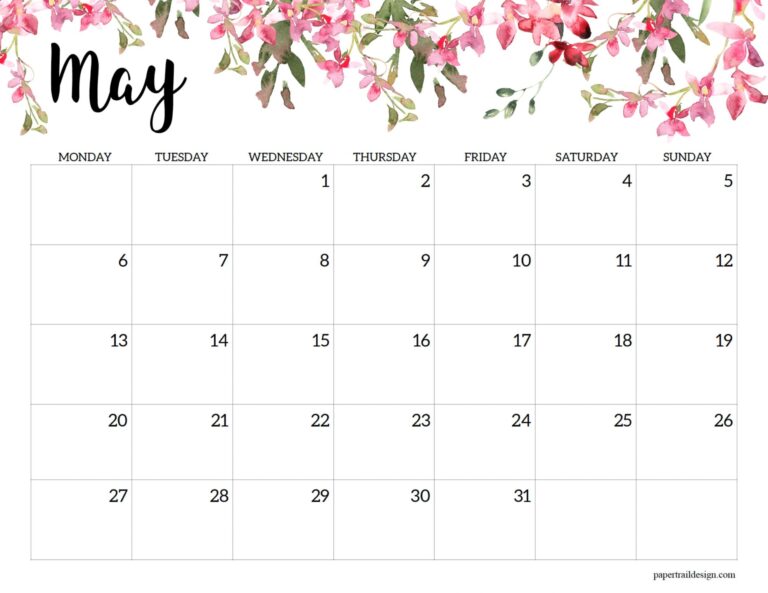 2024 Monday Start Floral Calendar - Paper Trail Design