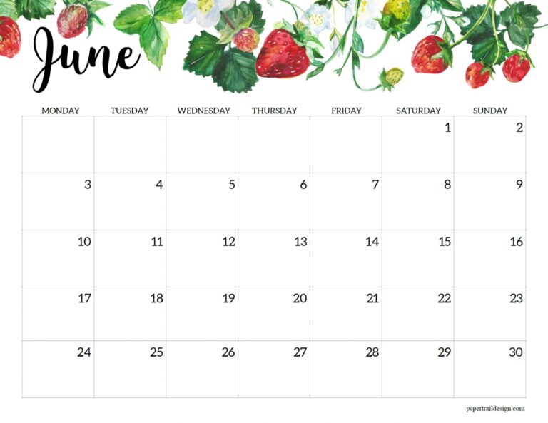 2024 Monday Start Floral Calendar - Paper Trail Design