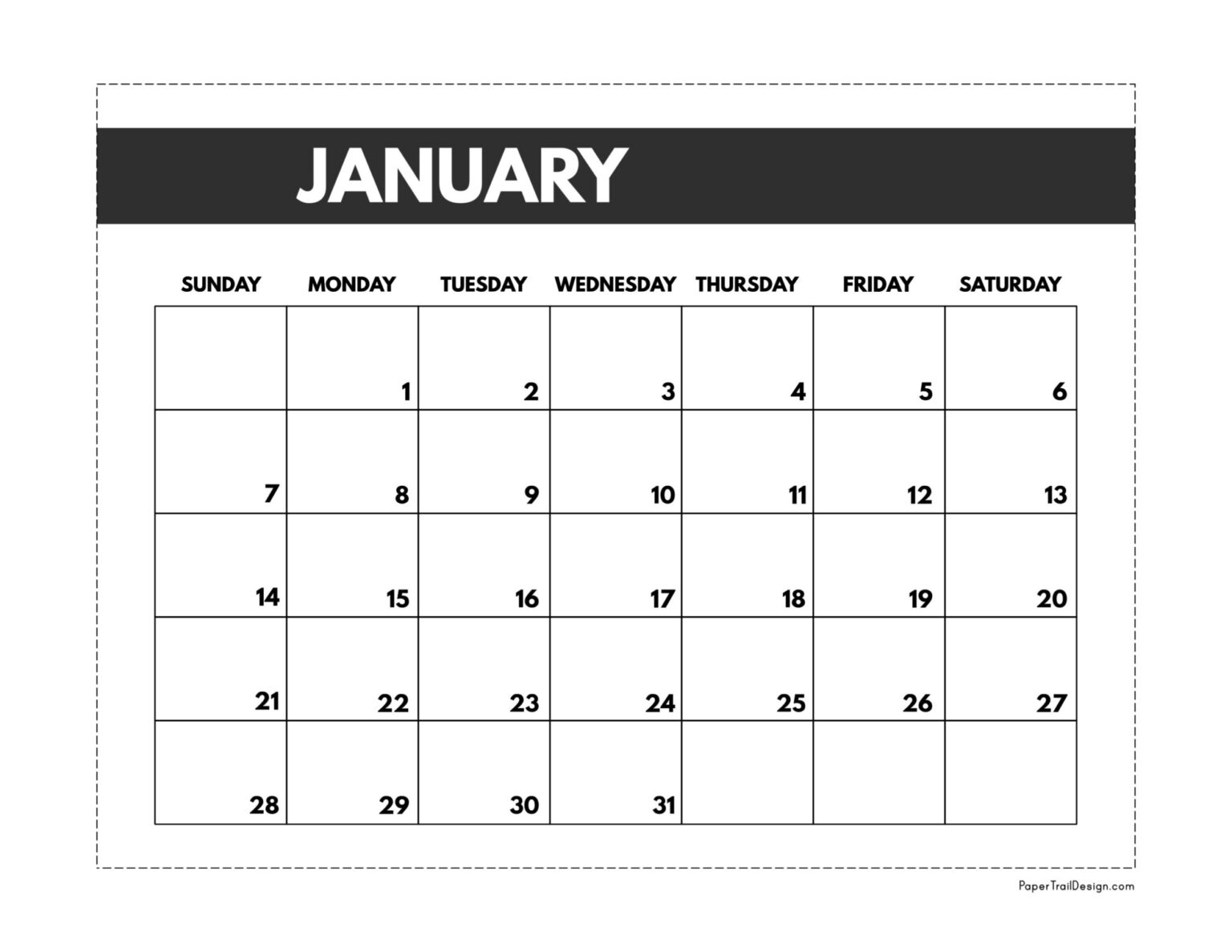 2024 Free Monthly Calendar Templates - Paper Trail Design