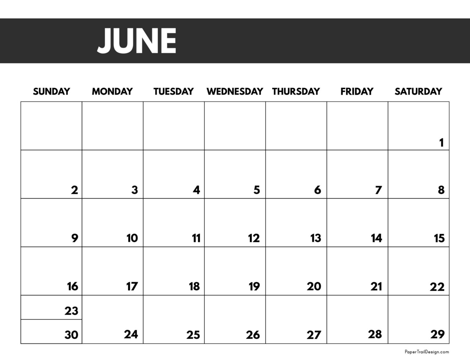 2024 Free Monthly Calendar Templates - Paper Trail Design