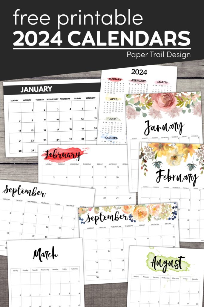 Free Printable 2024 Calendars - Paper Trail Design