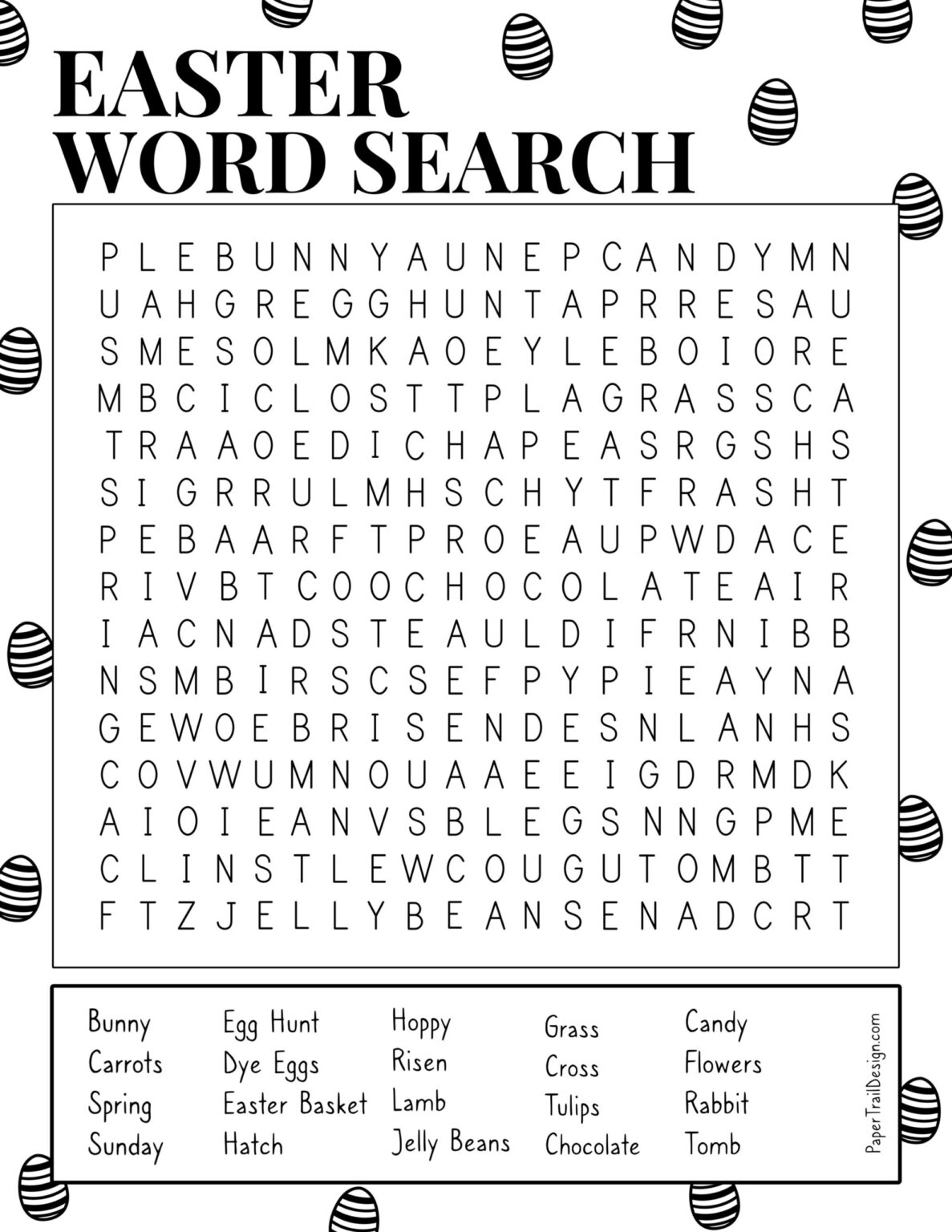 Free Printable Easter Word Search - Paper Trail Design