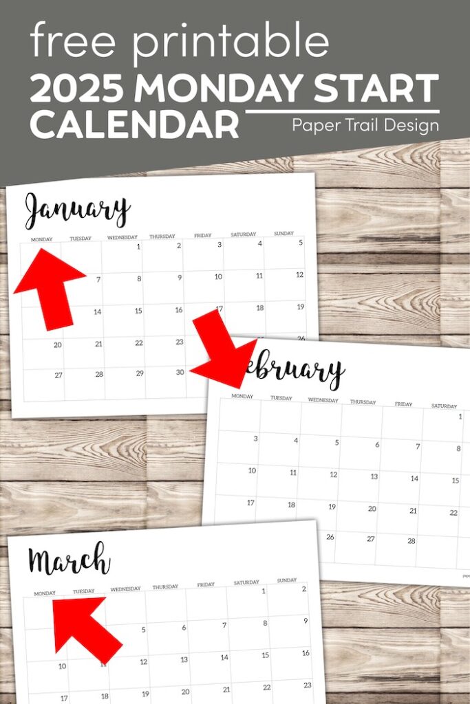 Free Printable 2025 Calendar - Monday Start - Paper Trail Design