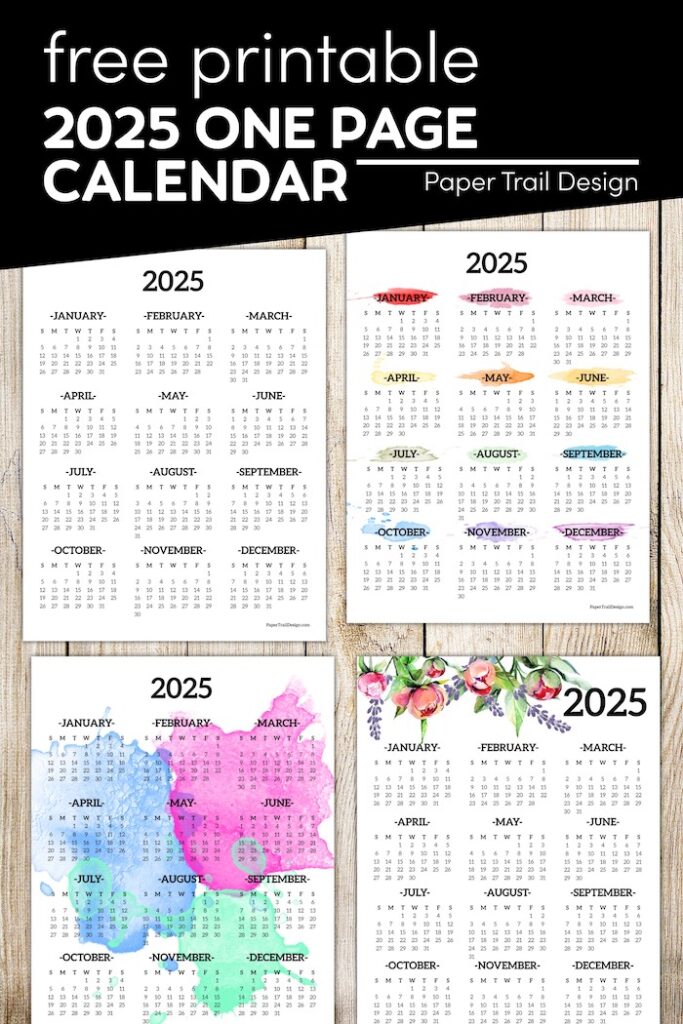 2025 Printable Calendar One Page - Paper Trail Design